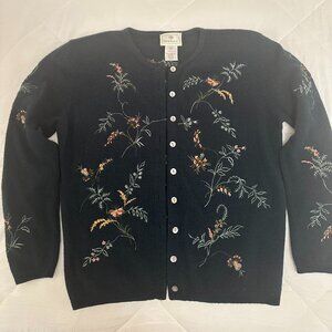 Deep Green Embroidered Cardigan- Susan Bristol